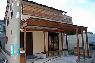 米松の木製カーポート屋根