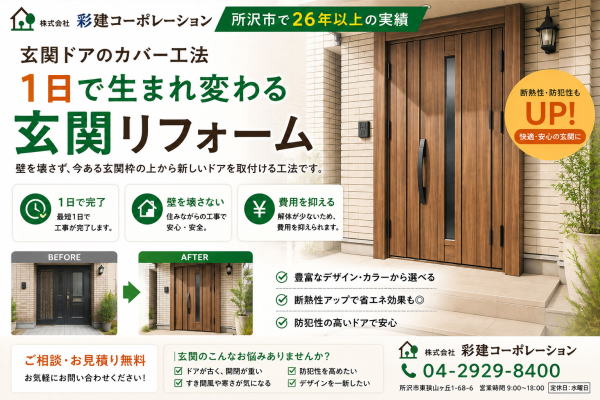 玄関ドアの交換リフォーム　所沢市の工務店