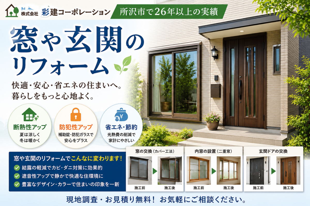 窓や玄関のリフォー0無は所沢市の工務店彩建コーポレーションにお任せ 窓や玄関のリフォー0無は所沢市の工務店彩建コーポレーションにお任せ
