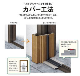 玄関ドアのリフォーム・壁を壊さずカバー工法でリフォーム　埼玉県所沢市の工務店
