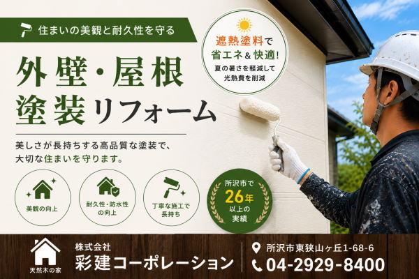 遮熱・断熱塗料で省エネリフォーム 所沢市の彩建コーポレーション