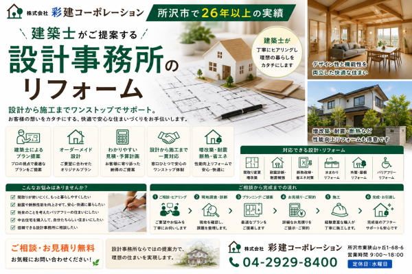 リノベーションや増改築のプランニング　所沢市の彩建コーポレーション