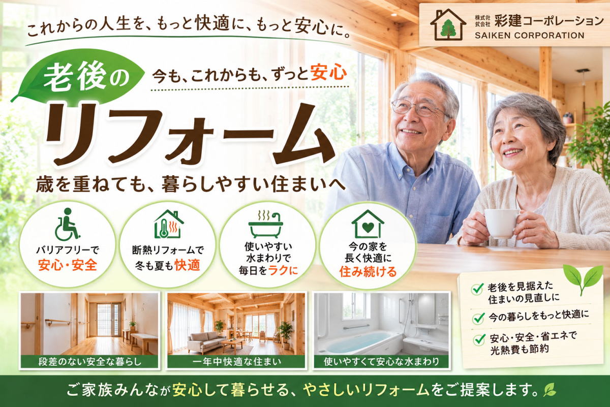 60才からの第二の人生 セカンドライフリノベーション 所沢市の工務店彩建コーポレーション 60才からの第二の人生 セカンドライフリノベーション 所沢市の工務店彩建コーポレーション